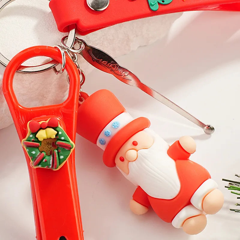 Cute Christmas Hat Christmas Tree Santa Claus PVC Christmas Unisex Keychain
