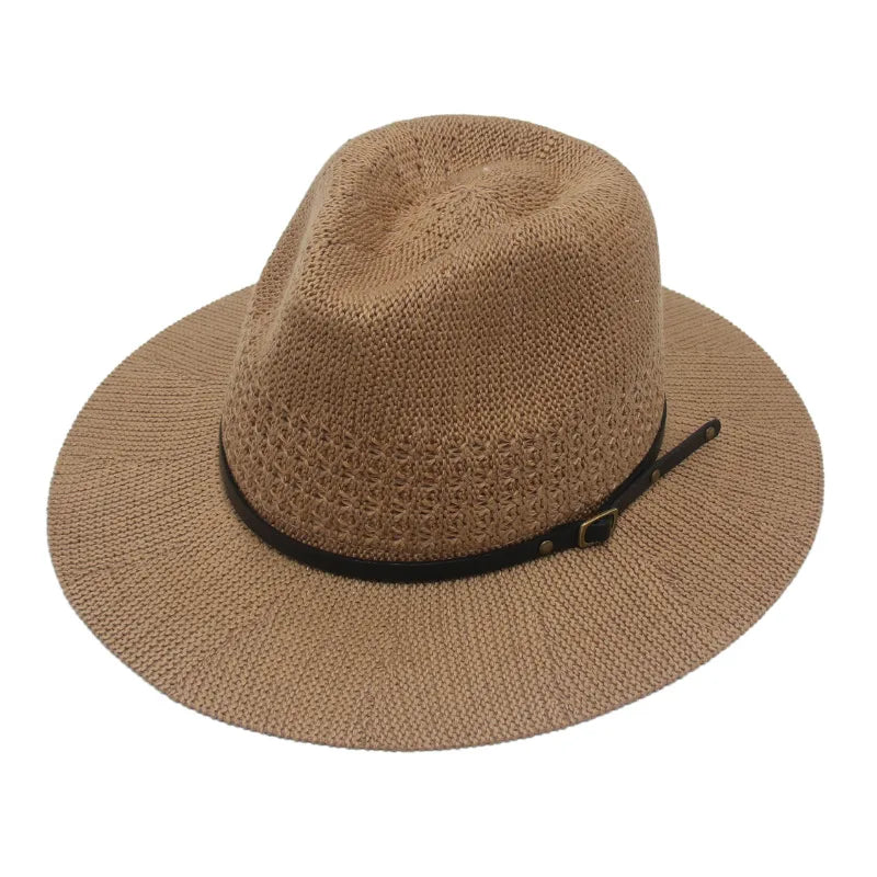 Women's Vacation Classic Style Solid Color Flat Eaves Fedora Hat