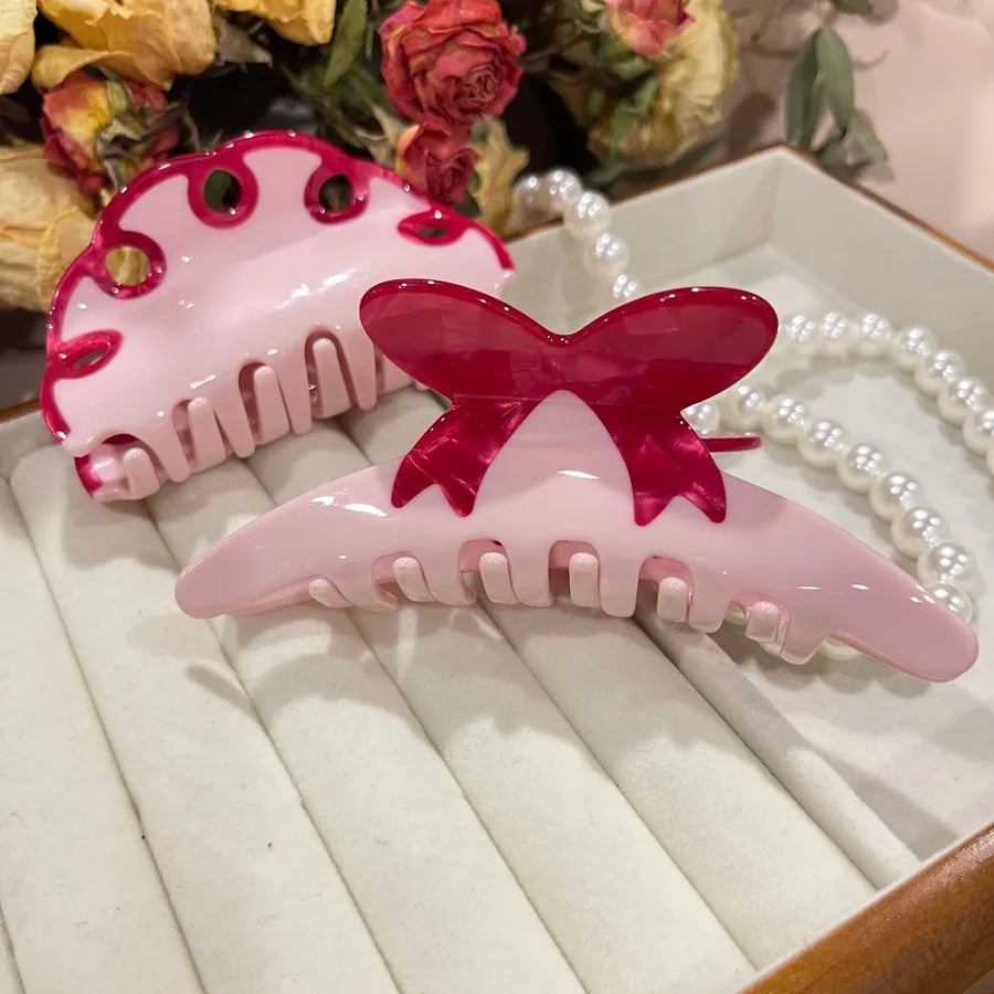 Women's Cute Sweet Semicircle Bow Knot Acetic acid sheets Hair Claws
