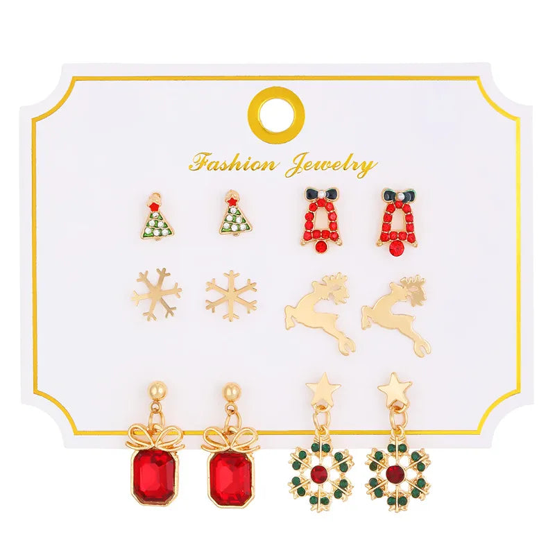 Cartoon Style Cute Classic Style Christmas Tree Santa Claus Bell Alloy Stoving Varnish Plating Inlay Rhinestones Zircon Christmas Women's Jewelry Set