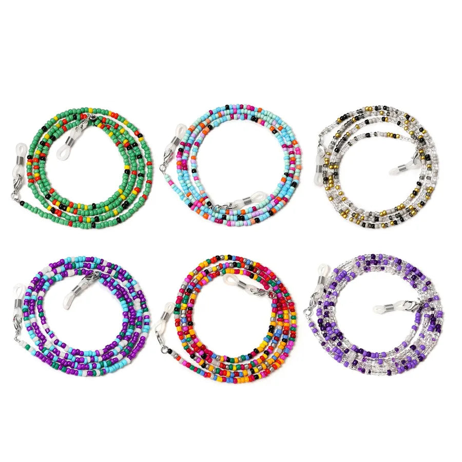 Amazon European and American wind mask chain color beaded chain Women's personality simple glasses chain star face mask rope