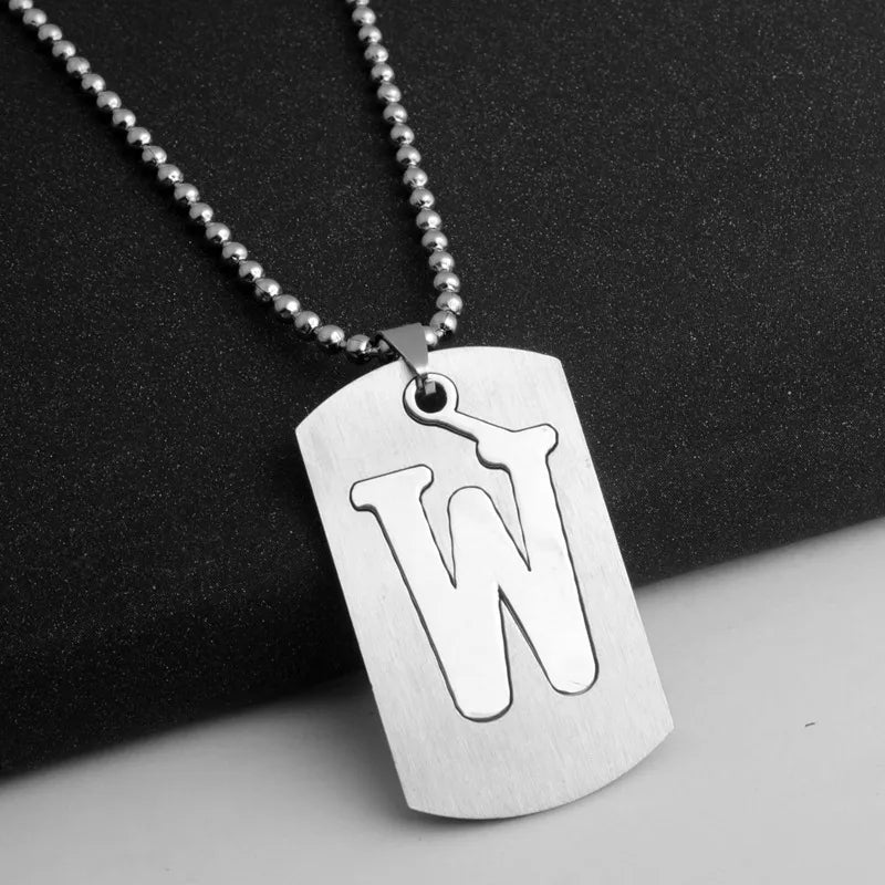 Hip-Hop Simple Style Letter 304 Stainless Steel Hollow Out Men's Pendant Necklace