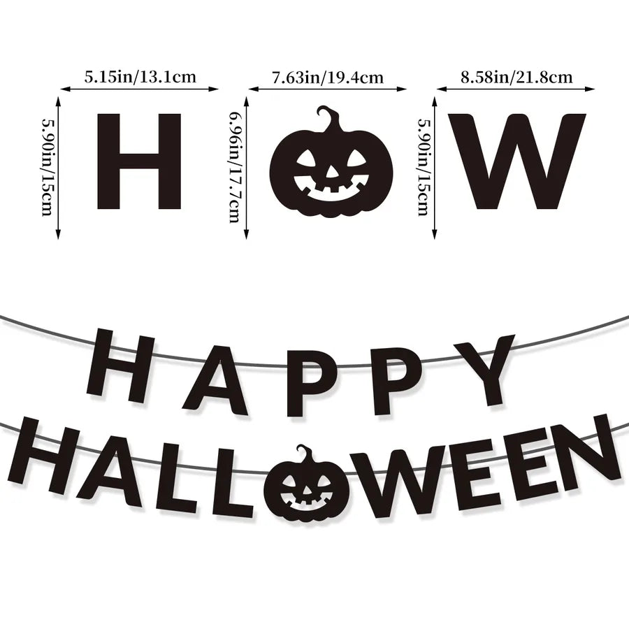 Halloween Party Decoration Pumpkin Ghost Flag Happy Halloween Themed Paper Props For Spooky Festive Atmosphere