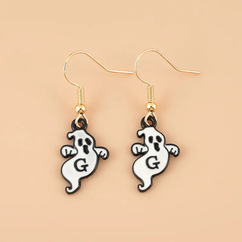 Halloween Skeleton Head Funny Individuality Ghost Pendants Card Earrings Dark Ghost Drop Oil Electrolysis Alloy Unisex Earrings