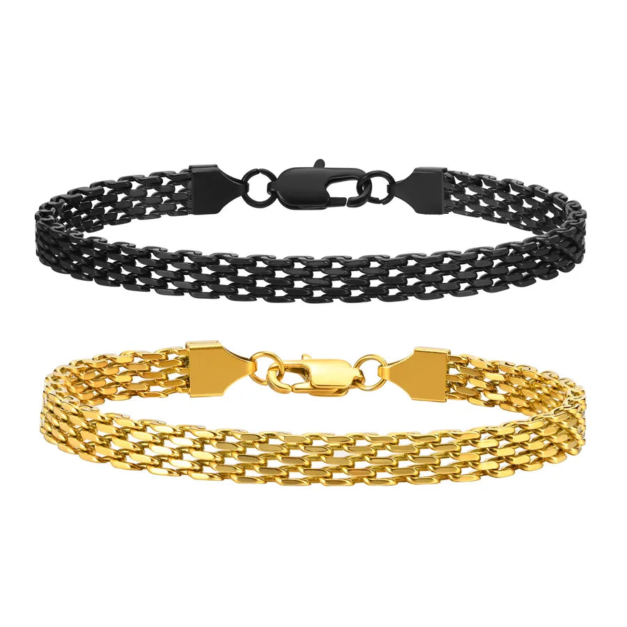 Simple Style Commute Mesh 201 Stainless Steel Plating Braid 18K Gold Plated Men's Bracelets