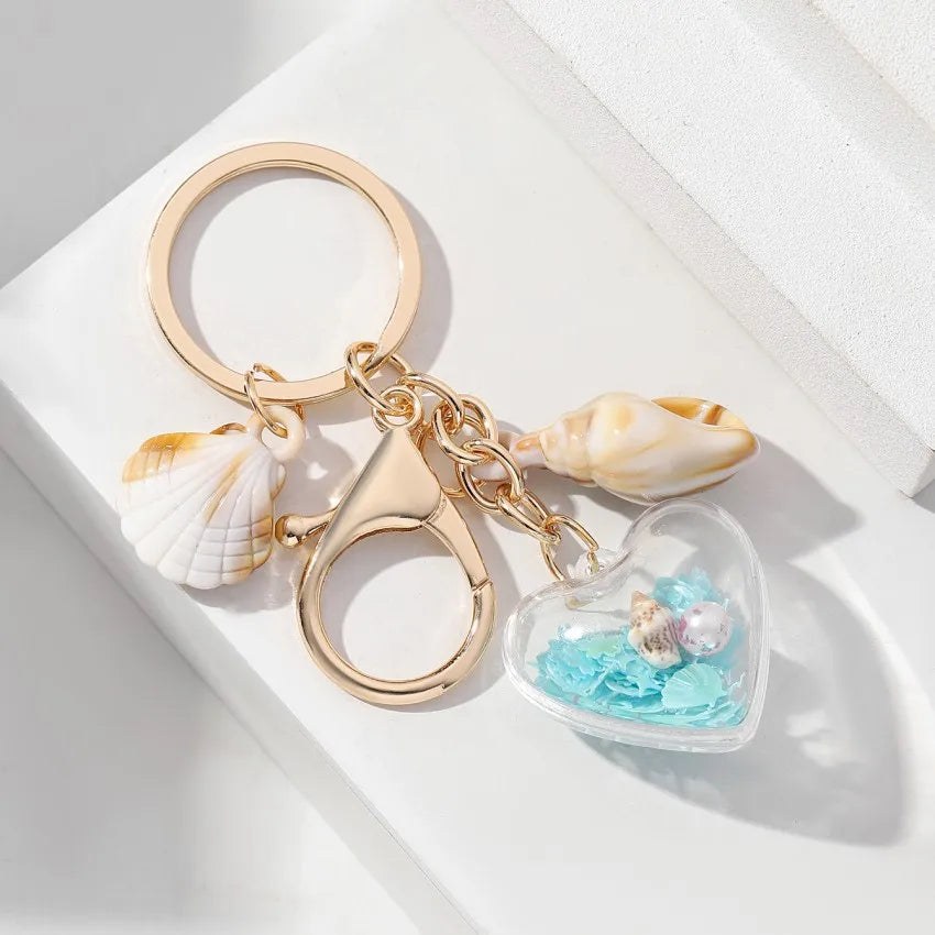 Marine Style Starfish Conch Arylic Unisex Bag Pendant Keychain