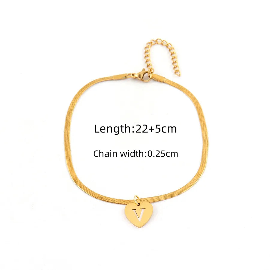 Wholesale Jewelry Elegant Simple Style Classic Style Letter Heart Shape 201 Stainless Steel 304 Stainless Steel Anklet