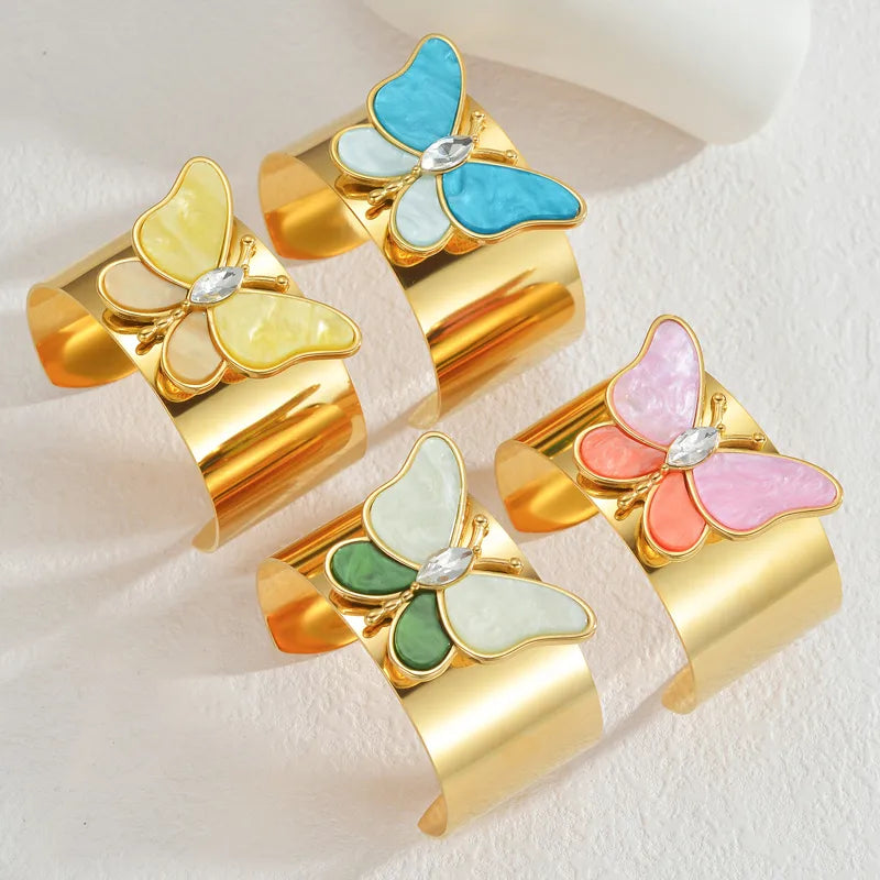 Cute Butterfly 304 Stainless Steel Bangle In Bulk