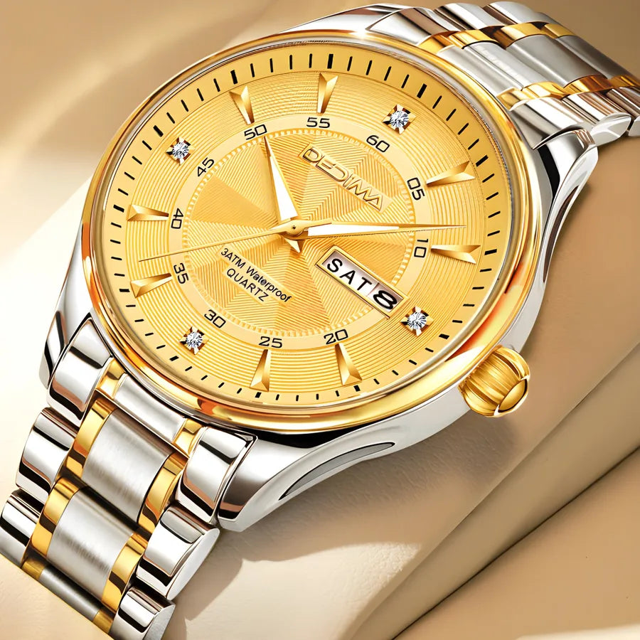 Casual Color Block Solid Color Butterfly Double Snap Quartz Men's Watches