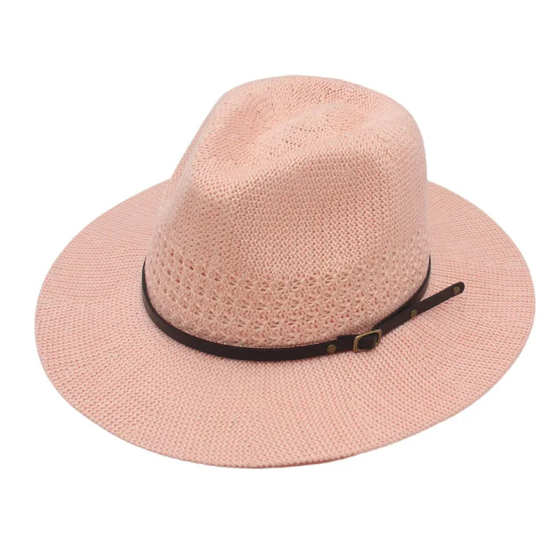 Women's Vacation Classic Style Solid Color Flat Eaves Fedora Hat