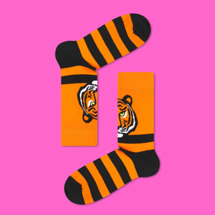 unisex retro color block cotton crew socks a pair