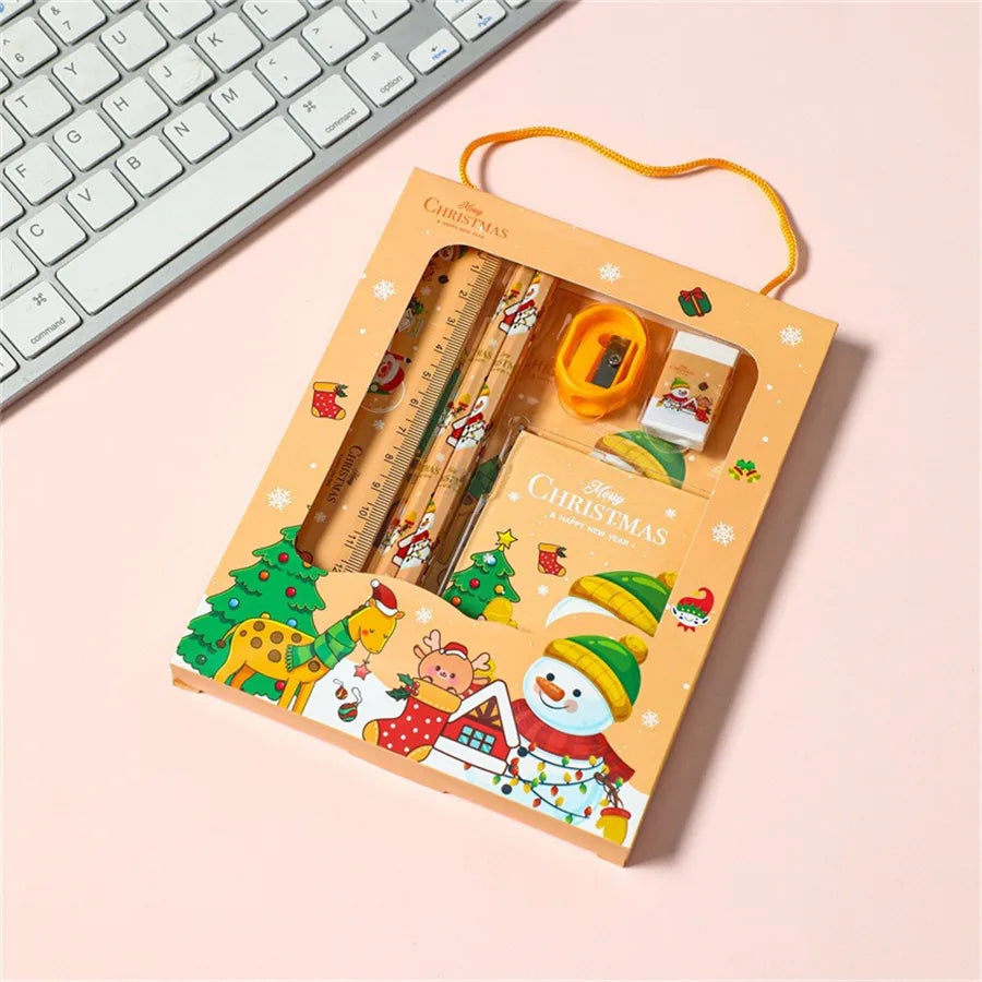 1 Set Cartoon School Christmas Wood Preppy Style Pencil