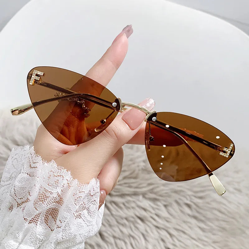 Basic Simple Style Solid Color Ac Cat Eye Frameless Women's Sunglasses