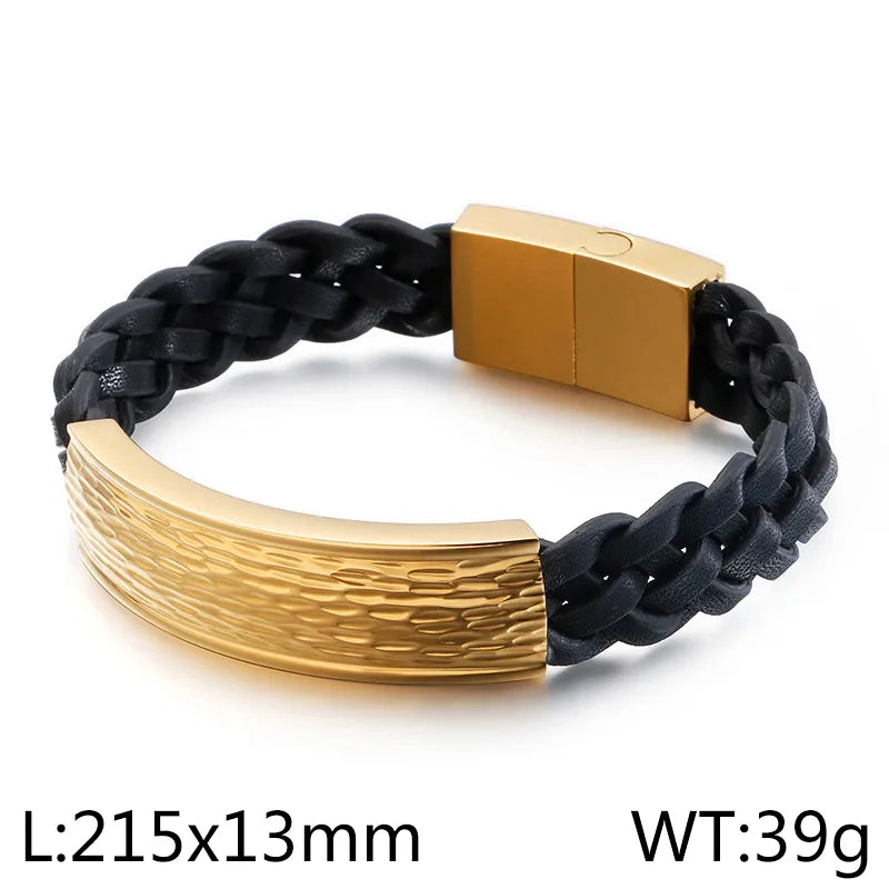 Punk Geometric Titanium Steel 18K Gold Plated Men's Bangle