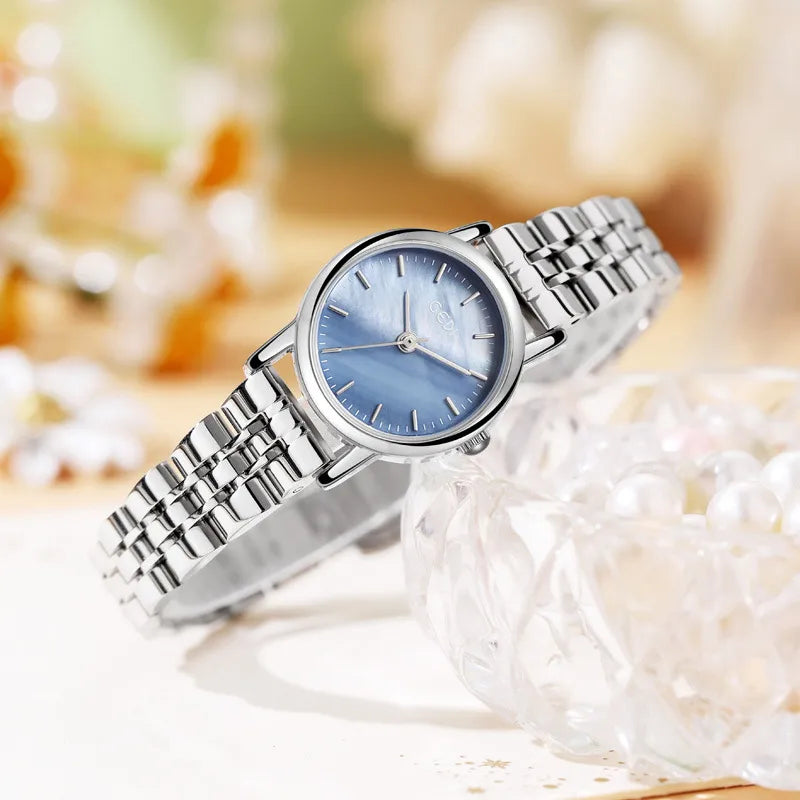 basic solid color buckle quartz women's watches