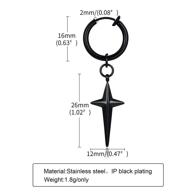 1 Piece Punk Cool Style Cross chain 201 Stainless Steel Ear Cuffs