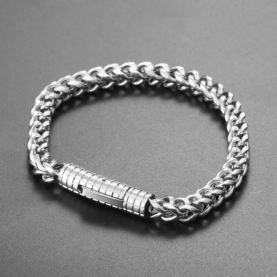 Hip-Hop Geometric 304 Stainless Steel Plating Men's Bracelets Men Chain Bracelets