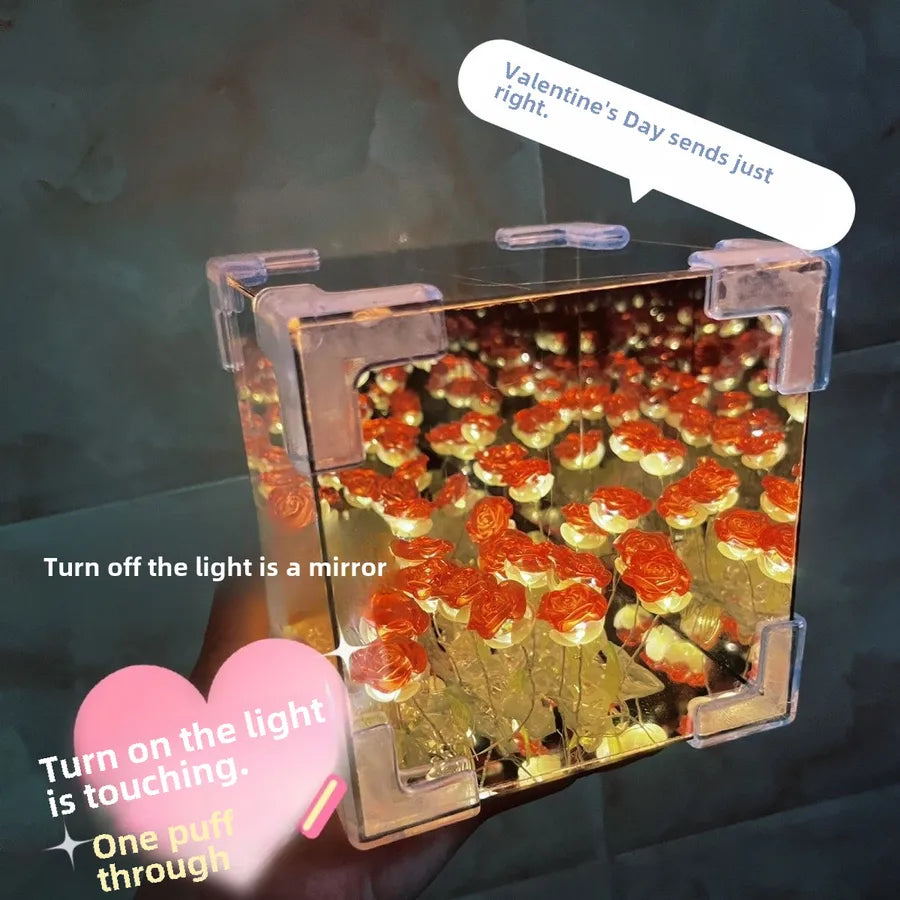 Handmade diy flower sea cube Tulip three-dimensional night light material girlfriend couple girlfriends birthday gift