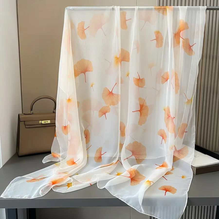 Women's Retro Flower Brocade Yarn Silk Scarf