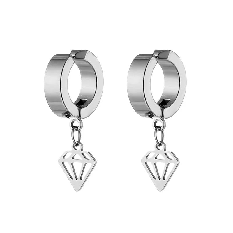 1 piece simple style solid color stainless steel plating hollow out drop earrings ear clips