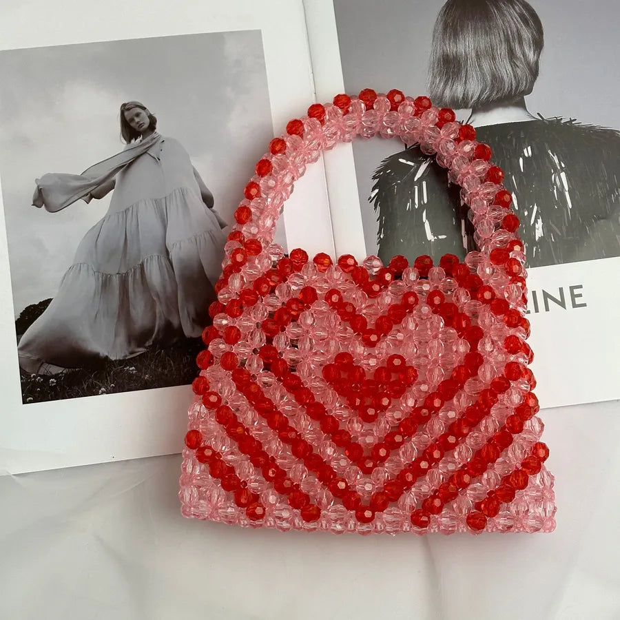 Women's Small Arylic Heart Shape Elegant Square Open Handbag