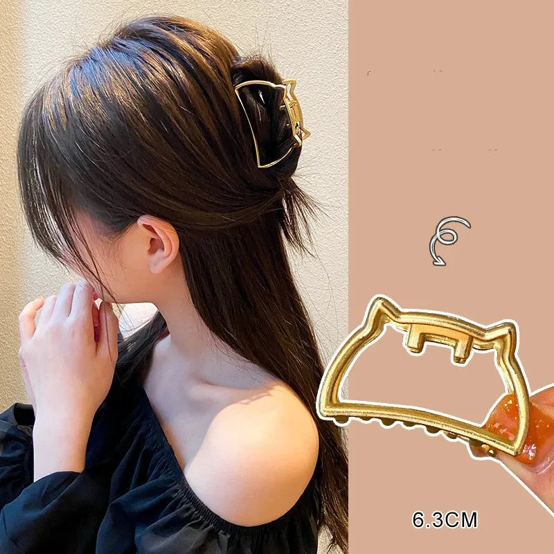 simple style sector shell rectangle imitation pearl rhinestone metal hair claws