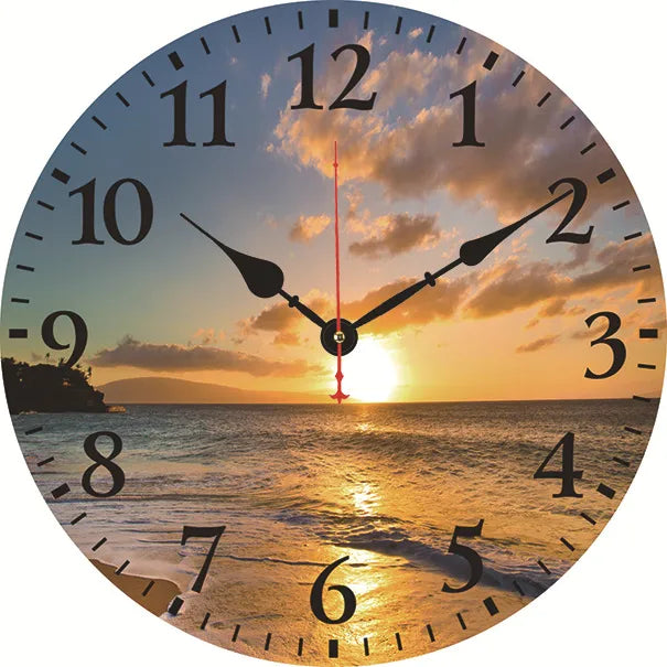 silent wall clock retro wood ocean clock wall sticker simple wall clock retro explosion hanging clock