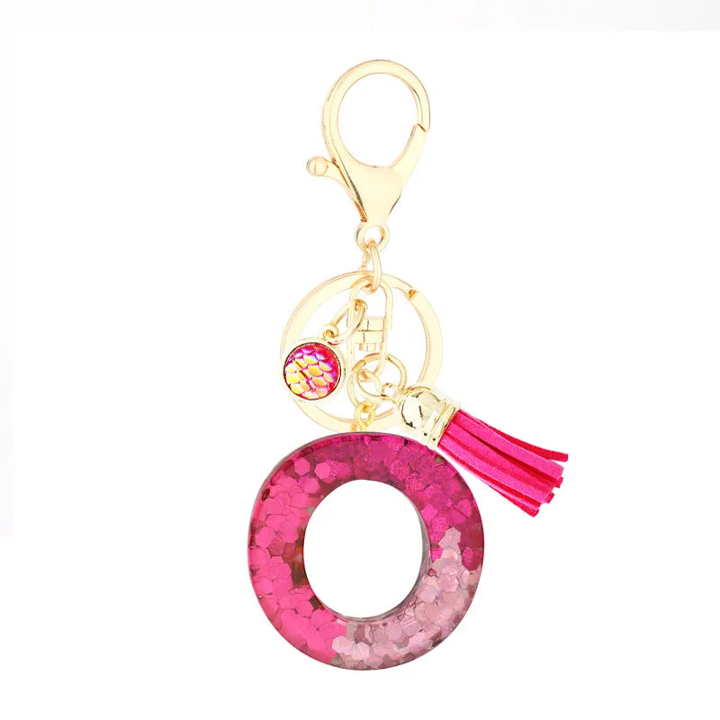 1 piece fashion letter resin patchwork unisex keychain