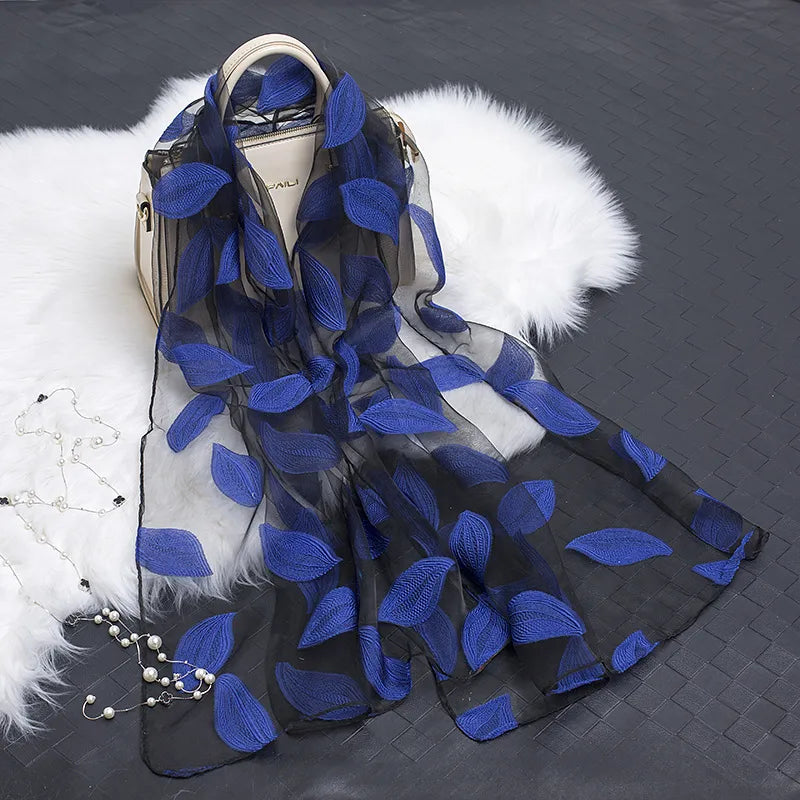 women's simple style color block organza scarf