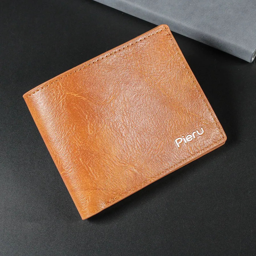 Men's Solid Color Pu Leather Open Small Wallets