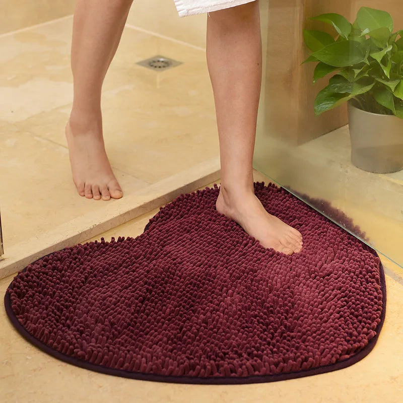Chenille Heart-shaped Non-slip Absorbent Carpet Wedding Room Wedding Peach Heart Floor Mat Bedroom Bathroom Absorbent Non-slip Mat