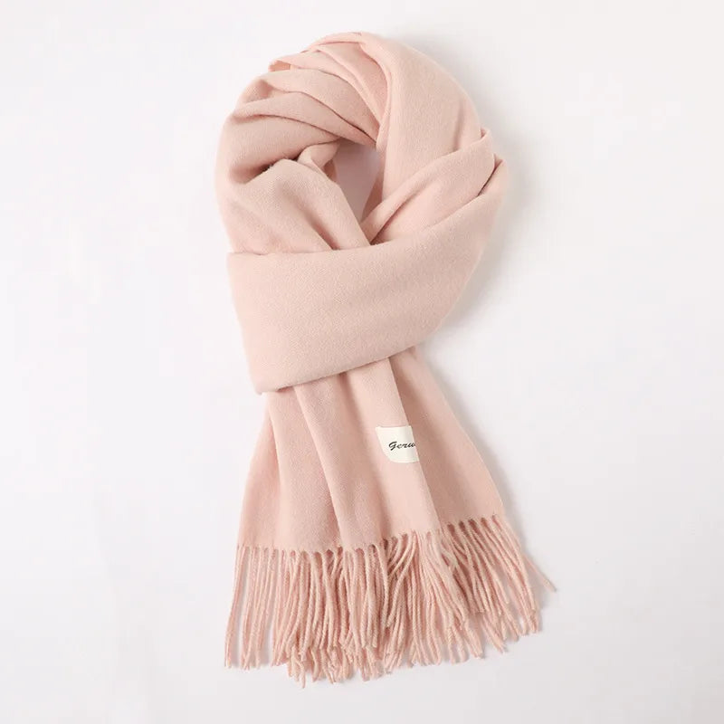 women's simple style solid color imitation cashmere scarf