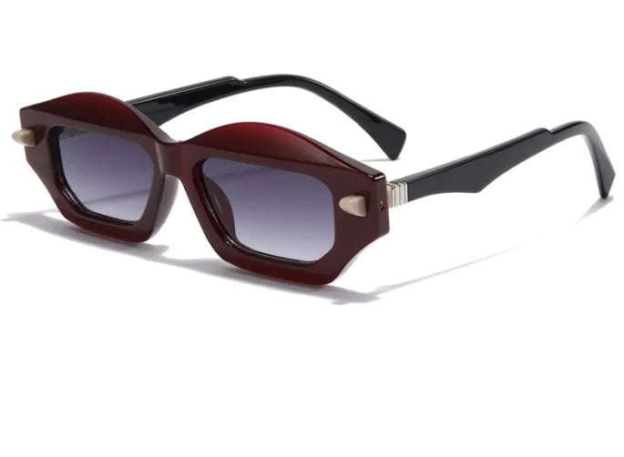 retro color block pc polygon full frame men's sunglasses