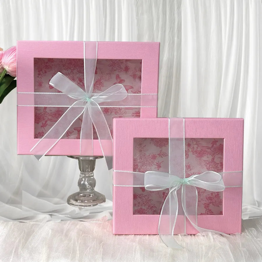 New Creative Window Opening Sky And Earth Cover Gift Box Butterfly Knot Fresh And Delicate Souvenir Box Luxury Special Paper