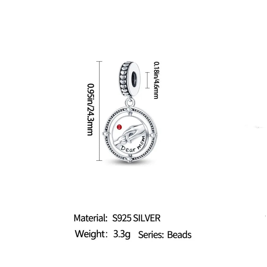 Wholesale European and American Amazon Hot Silver Plated Mother's Day Heart-Shaped Blessing Pendant Birthday Gift Diy Ornament Accessories