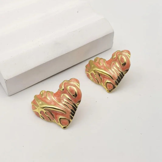 1 Pair Classical Retro Heart Shape 304 Stainless Steel Butterfly Backs Ear Studs