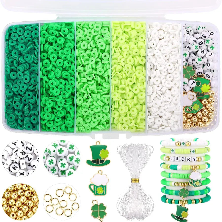 1 Set Glass soft clay Letter Solid Color Beads Rope