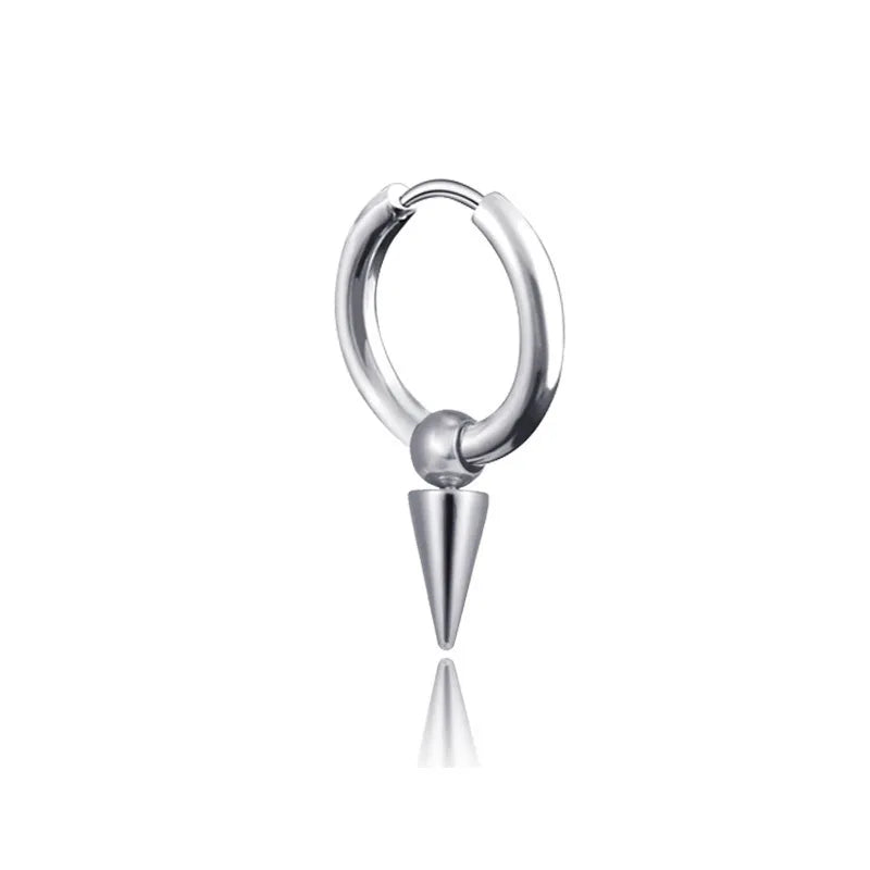 fashion stainless steel tassel single point cone earrings single