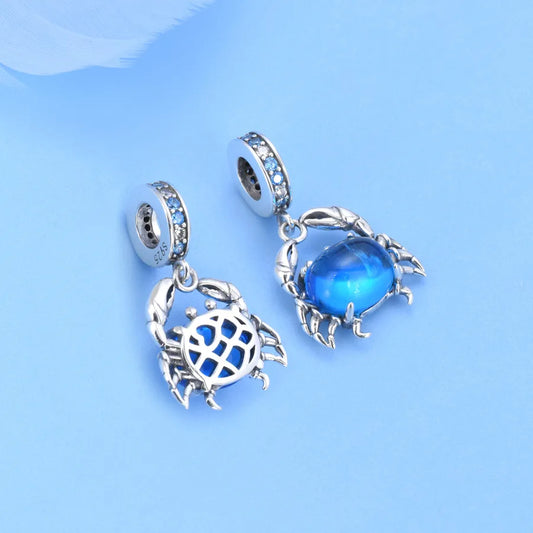 1 Piece 15 * 26mm 925 Sterling Silver Zircon Crab Polished Pendant Jewelry Accessories