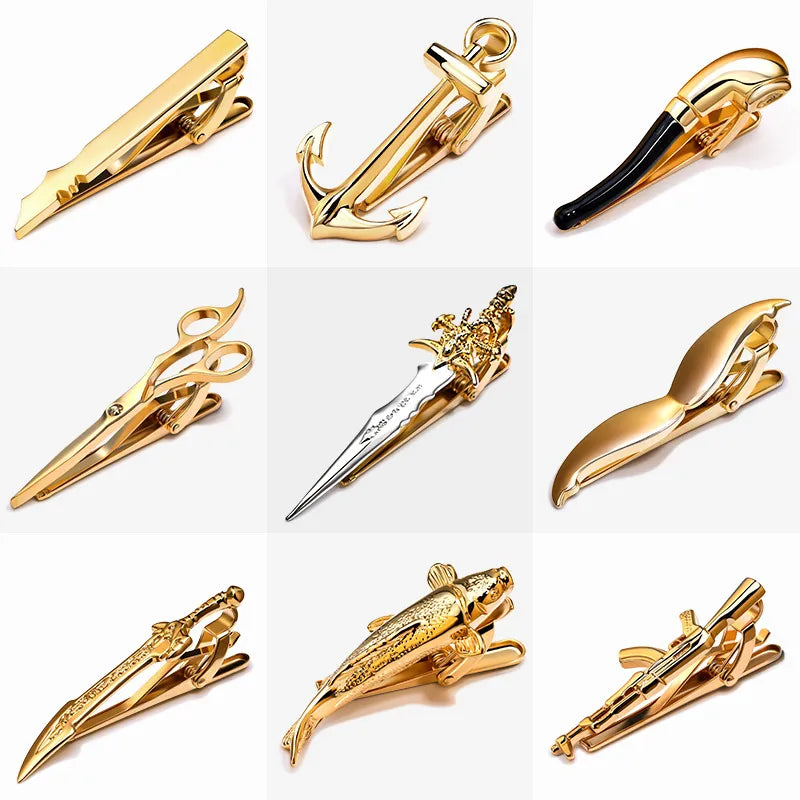casual owl feather key copper men's tie clip