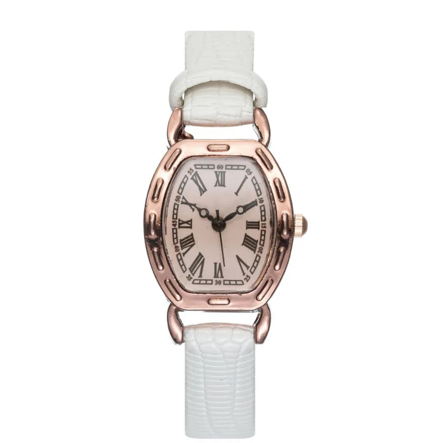 Retro Simple Style Solid Color Buckle Quartz Watch Women's Watches