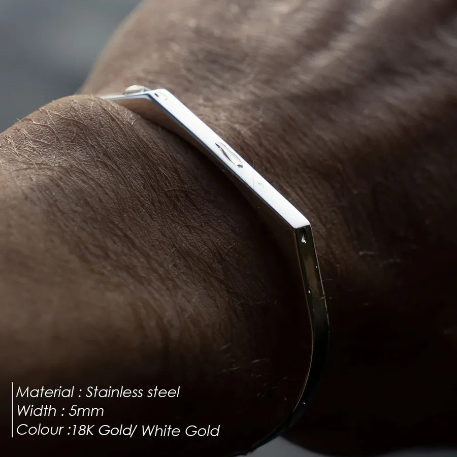 Simple Style Streetwear Commute Solid Color 304 Stainless Steel 18K Gold Plated White Gold Plated Men's Bangle