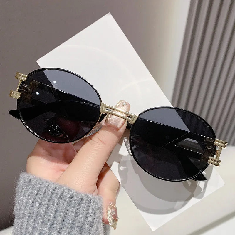 Elegant Basic Solid Color Ac Oval Frame Full Frame Women's Sunglasses