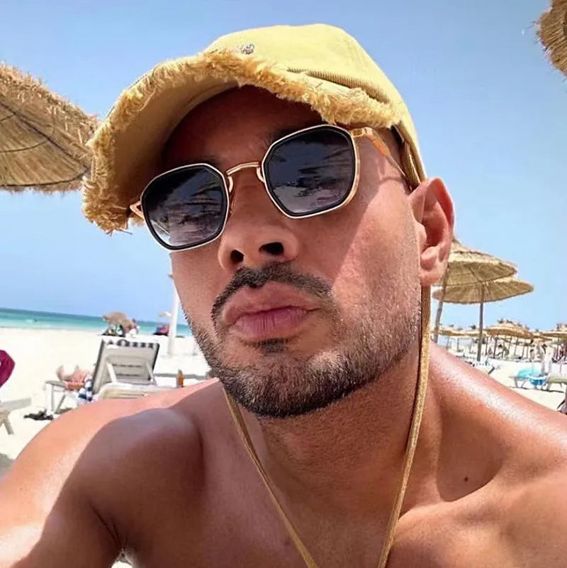 Retro Classic Style Geometric Pc Square Full Frame Men's Sunglasses
