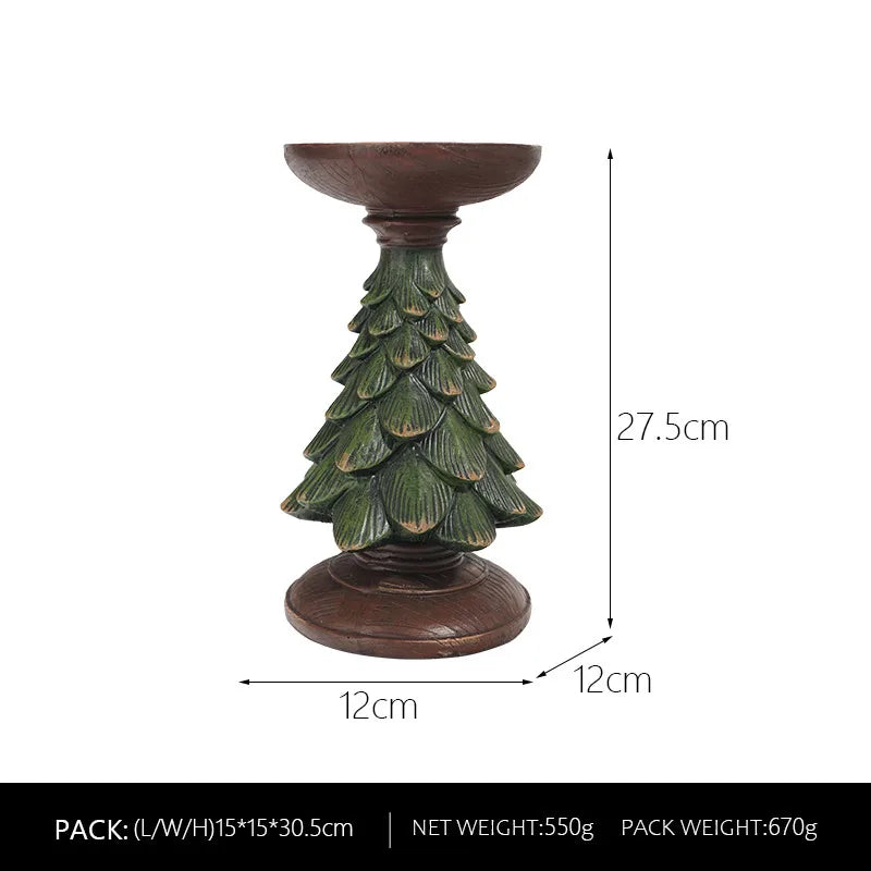 Christmas Retro Christmas Tree Bear Resin Indoor Party Festival candlestick
