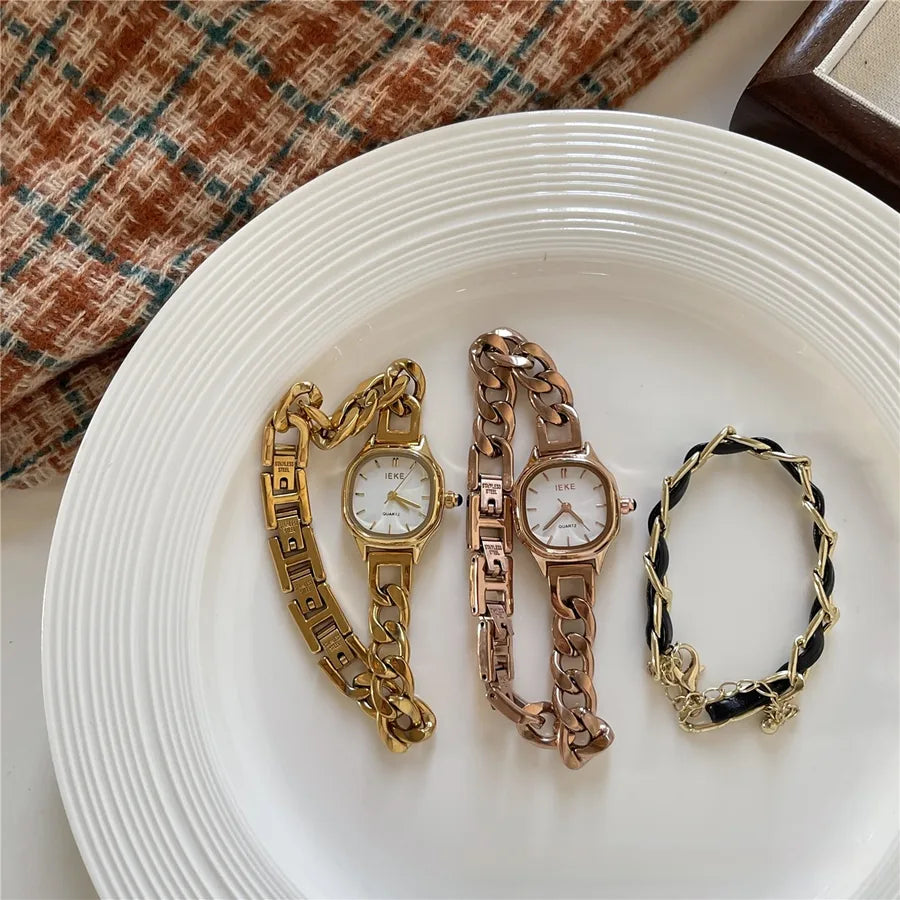 Casual Simple Style Square Horseshoe Buckle Quartz Watch