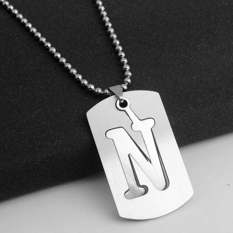 Hip-Hop Simple Style Letter 304 Stainless Steel Hollow Out Men's Pendant Necklace