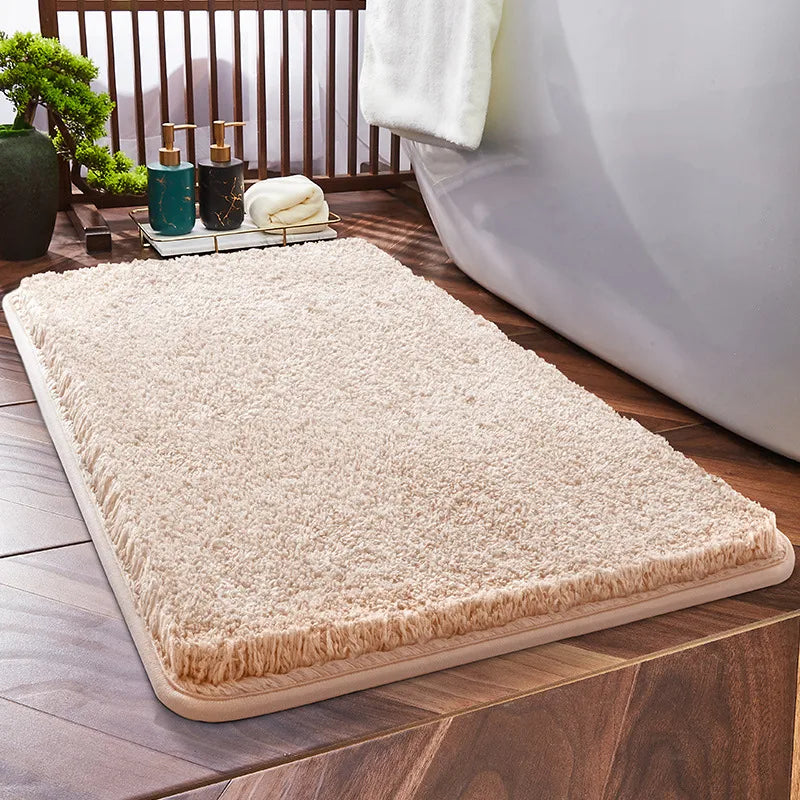 Household Bathroom Door Mat Solid Color Simple Bathroom Absorbent Non-Slip Mat Spot  Thickened Fiber Floor Mat