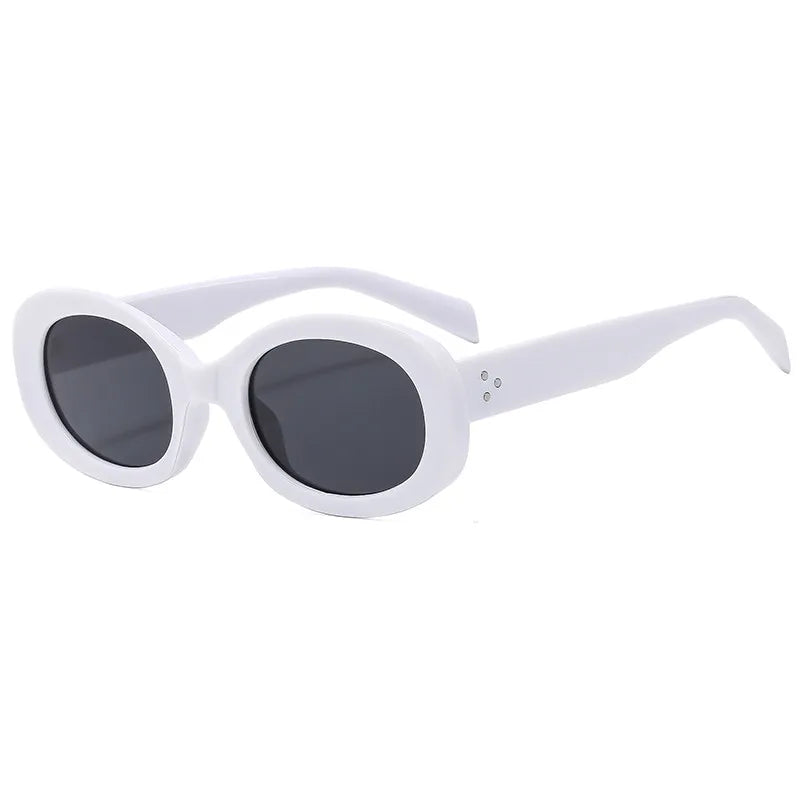 retro solid color ac oval frame full frame men's sunglasses