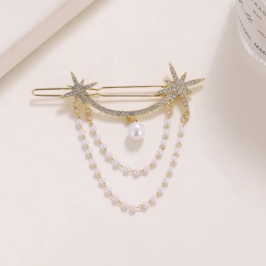 Modern Style Shiny Women's Solid Color Alloy Inlay Crystal Hair Clip
